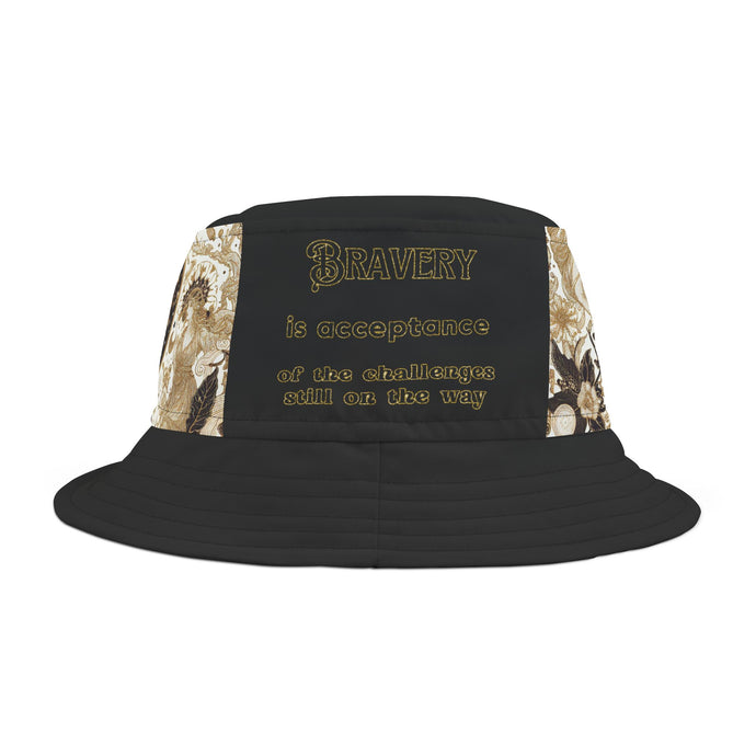 Bucket Hat in Black White and Gold Pattern