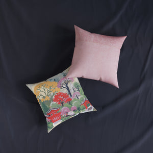 Square Pillow - Pink Back/Asian Garden Front