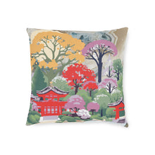 Load image into Gallery viewer, Square Pillow - Pink Back/Asian Garden Front