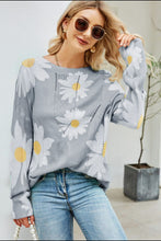 Load image into Gallery viewer, Angel Wings Daisy Print Openwork Round Neck Sweater