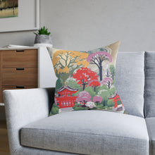 Load image into Gallery viewer, Square Pillow - Pink Back/Asian Garden Front