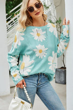 Load image into Gallery viewer, Angel Wings Daisy Print Openwork Round Neck Sweater