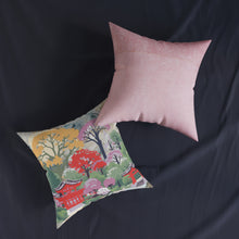 Load image into Gallery viewer, Square Pillow - Pink Back/Asian Garden Front