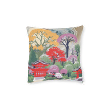 Load image into Gallery viewer, Square Pillow - Pink Back/Asian Garden Front