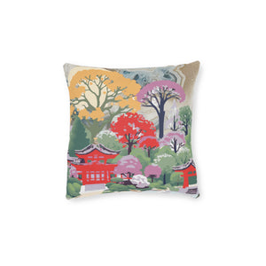 Square Pillow - Pink Back/Asian Garden Front