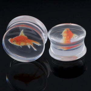 Gold Fish Liquid Acrylic Ear Gauges