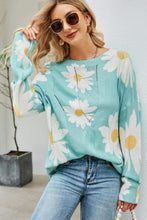 Load image into Gallery viewer, Angel Wings Daisy Print Openwork Round Neck Sweater