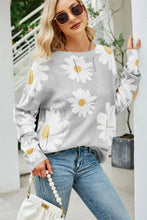 Load image into Gallery viewer, Angel Wings Daisy Print Openwork Round Neck Sweater