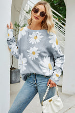 Load image into Gallery viewer, Angel Wings Daisy Print Openwork Round Neck Sweater