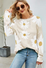 Load image into Gallery viewer, Angel Wings Daisy Print Openwork Round Neck Sweater