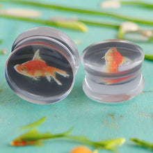 Load image into Gallery viewer, Gold Fish Liquid Acrylic Ear Gauges