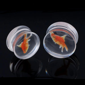 Gold Fish Liquid Acrylic Ear Gauges