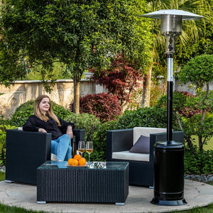 Propane Patio Heater with Wheels Outdoor Heater 47,000BTU Black