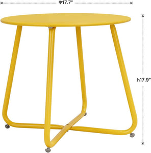 Mydepot SR Steel Patio Side Table, Weather Resistant Outdoor Round End Table