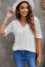 Load image into Gallery viewer, Lace V-Neck Flounce Sleeve Top