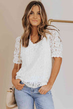 Load image into Gallery viewer, Lace V-Neck Flounce Sleeve Top