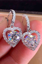 Load image into Gallery viewer, 2 Carat Moissanite Platinum-Plated Heart Drop Earrings