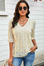 Load image into Gallery viewer, Lace V-Neck Flounce Sleeve Top