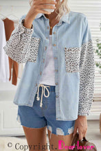 Load image into Gallery viewer, Double Take Leopard Contrast Denim Top