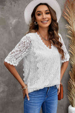 Load image into Gallery viewer, Lace V-Neck Flounce Sleeve Top