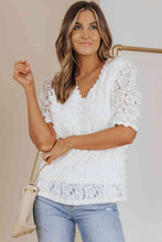 Load image into Gallery viewer, Lace V-Neck Flounce Sleeve Top