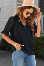 Load image into Gallery viewer, Lace V-Neck Flounce Sleeve Top