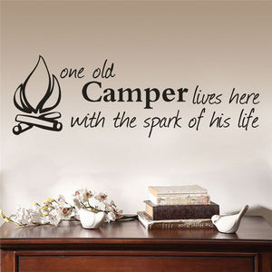 Wall Sticker One Old Camper Lives Here Removable Vinyl Mural Wall Stickers