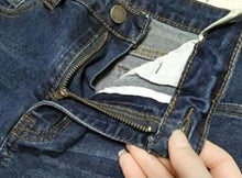 Load image into Gallery viewer, Faded Wash Denim Blue Jeans Mid Waist Zipper Fly, Pearl Beading